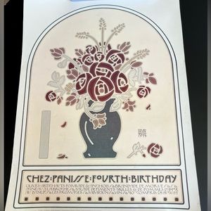 VTG David Goines Chez Panisse 4th Birthday Print - has stains - never framed
